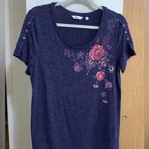 Reitmans Navy Floral print Tee